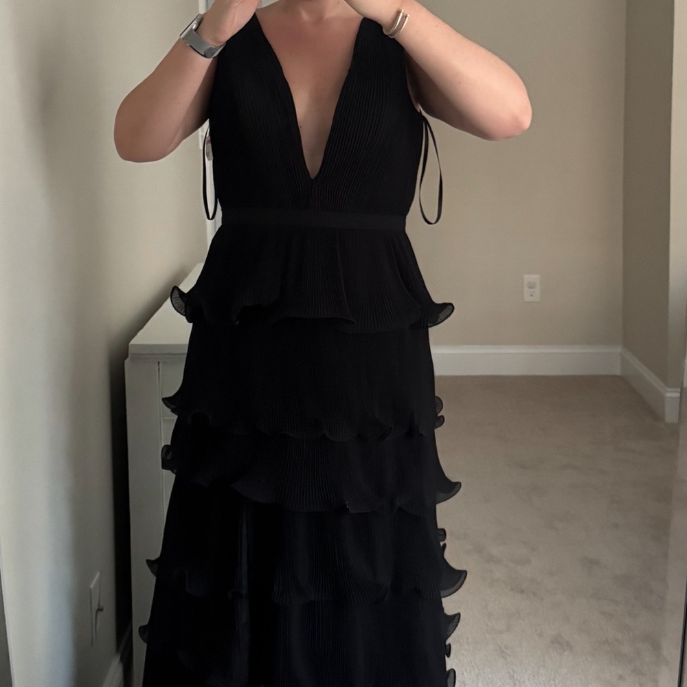 Mac Duggal Elegant Black Tiered Dress
